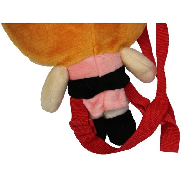 2002 Powerpuff Girls Blossom Plush Backpack Faux Fur Satin Bow Zip Adjust Straps - Picture 7 of 12